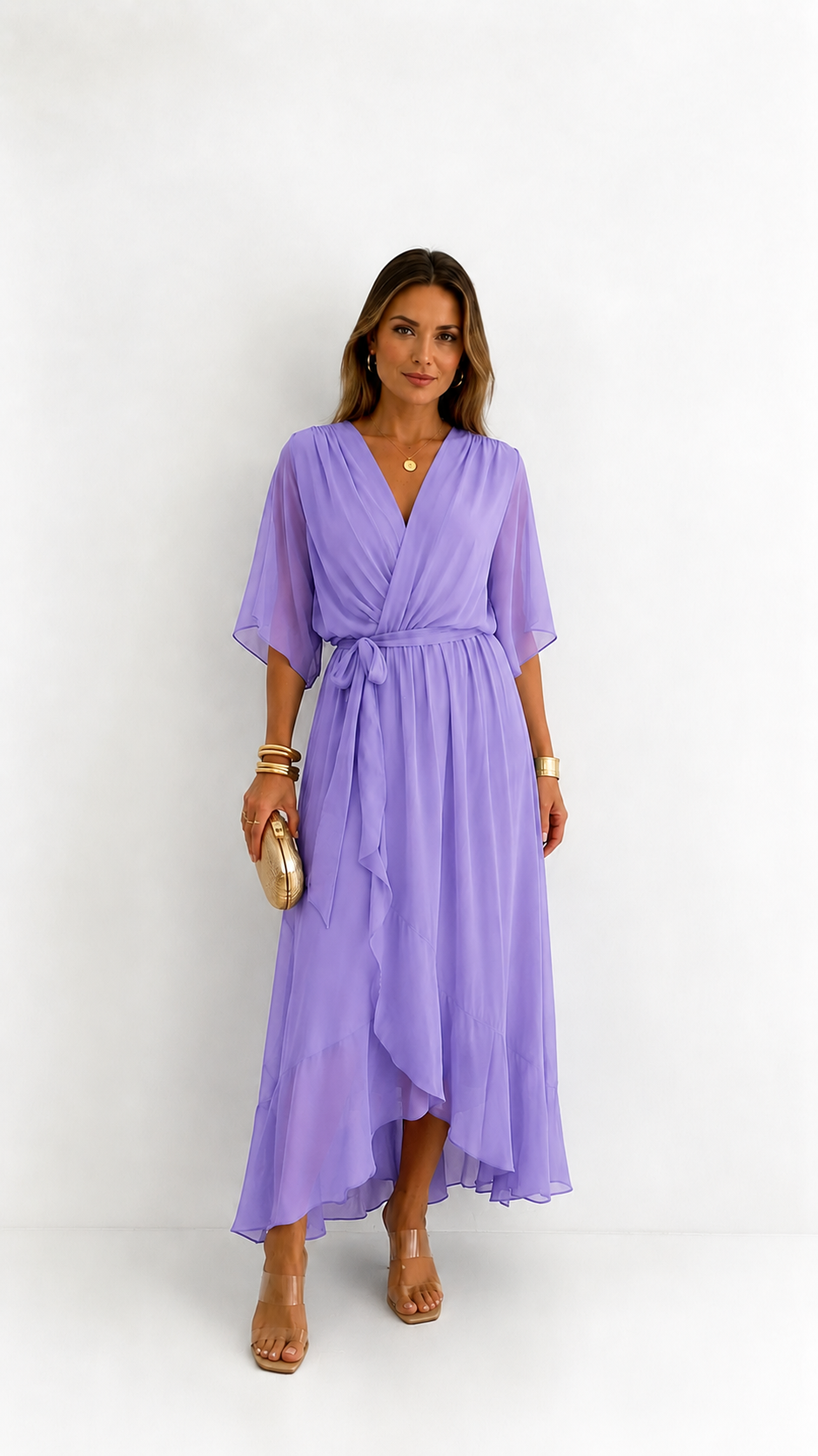 BEAUMONT NICE | ROBE EN CHIFFON À ENVELOPPER POUR FEMMES