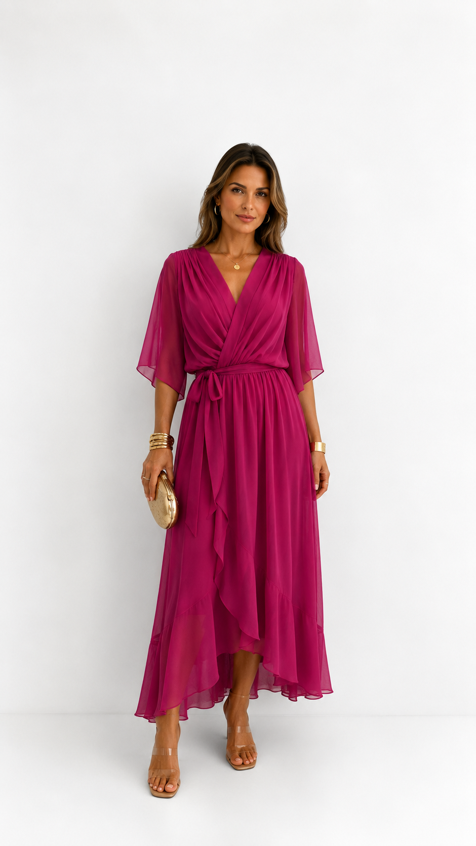 BEAUMONT NICE | ROBE EN CHIFFON À ENVELOPPER POUR FEMMES