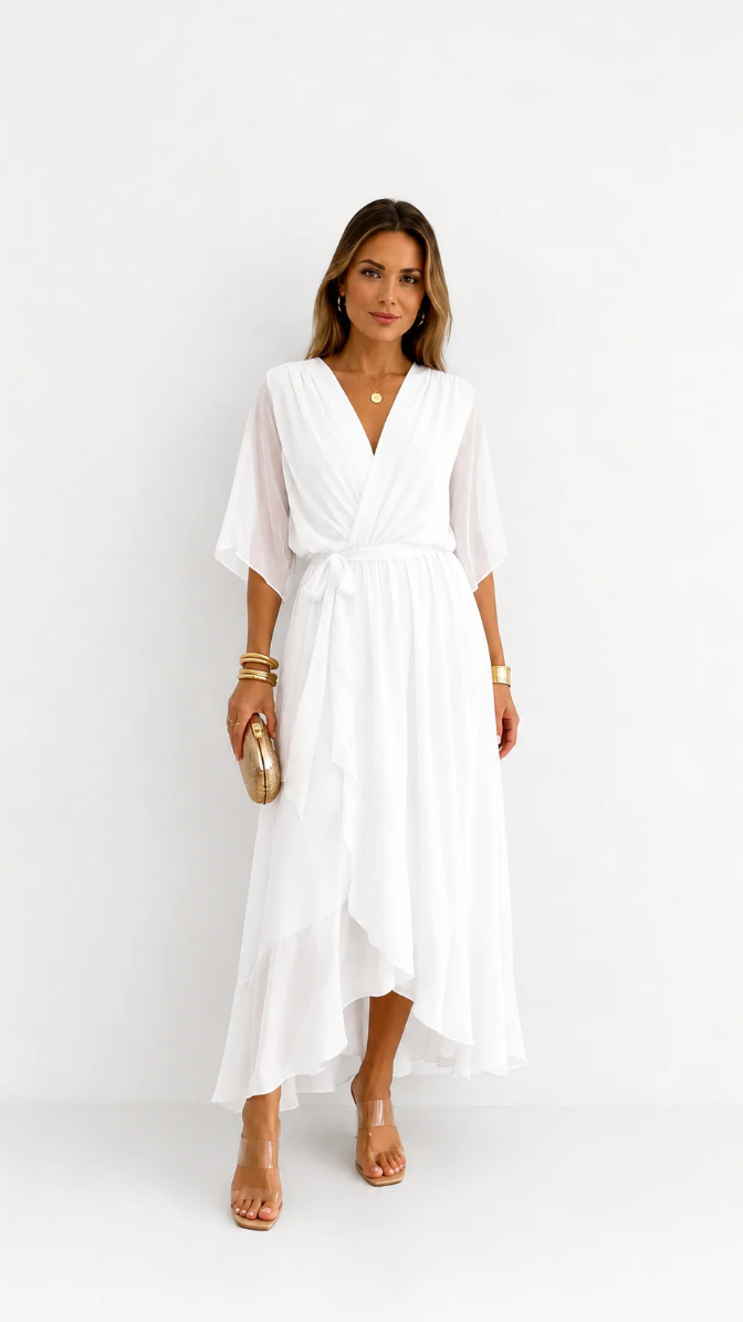 BEAUMONT NICE | ROBE EN CHIFFON À ENVELOPPER POUR FEMMES