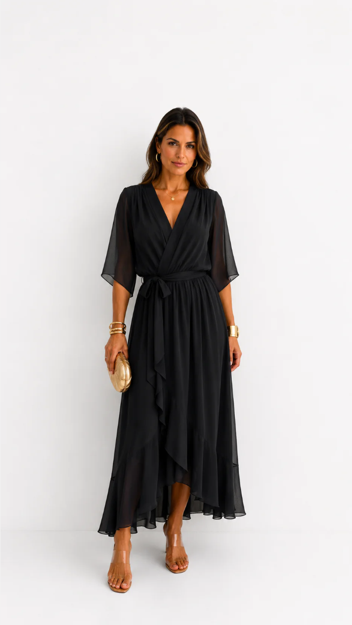 BEAUMONT NICE | ROBE EN CHIFFON À ENVELOPPER POUR FEMMES